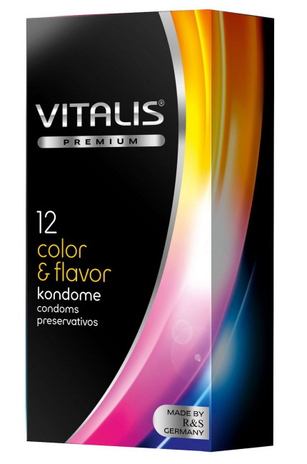 Цветные ароматизированные презервативы VITALIS PREMIUM color & flavor - 12 шт.